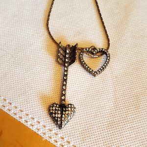 28" Long Bronze Heart and Arrow Pendant Necklace